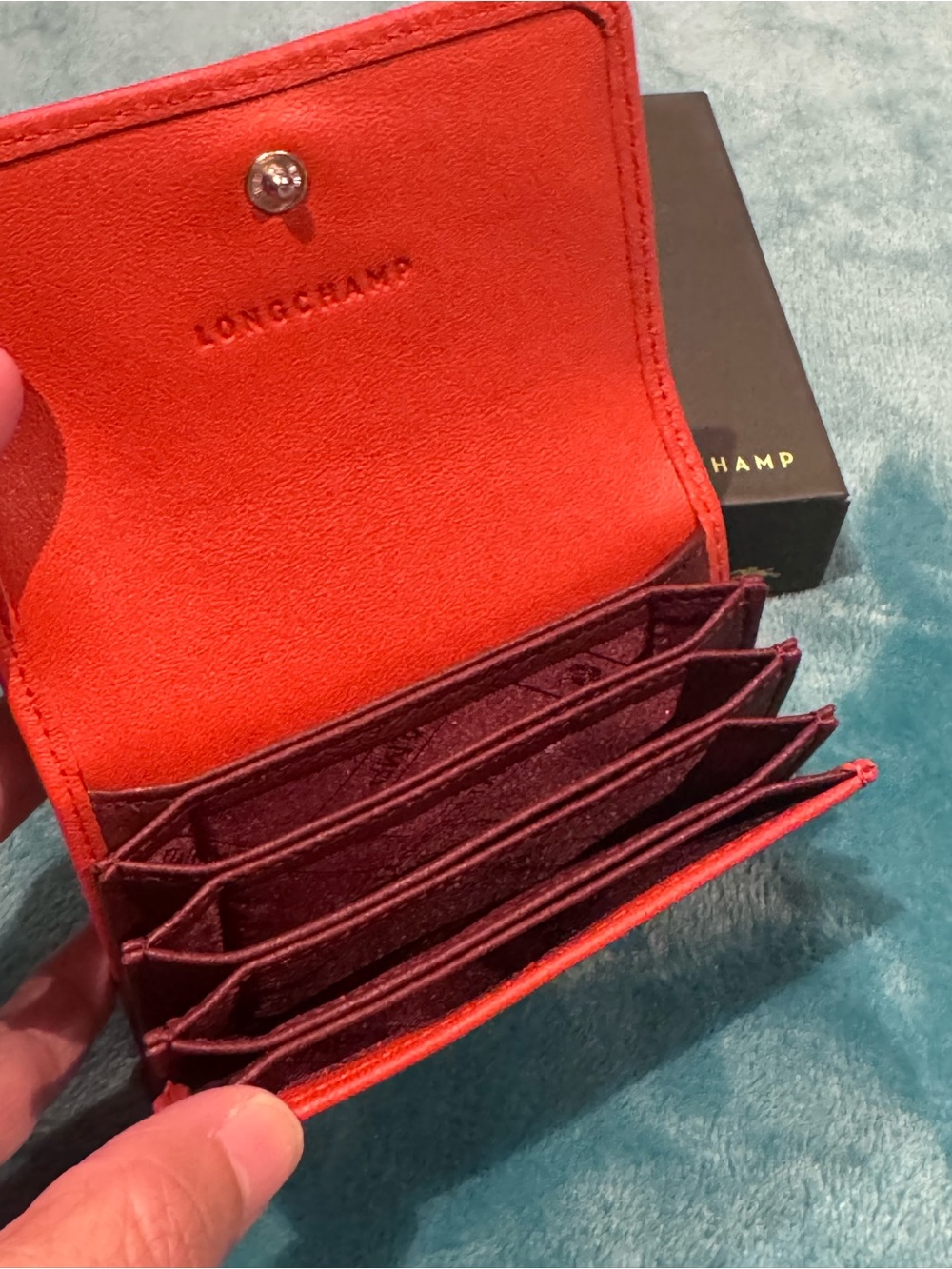 Longchamp Le Pliage Xtra Leather Flap Card Case - Saffron - Picture 5 of 8